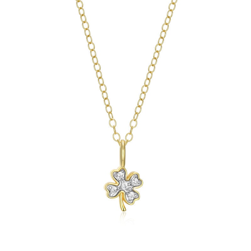 Lab Grown Diamond Clover Pendant Necklace in Gold Plated Sterling Silver image number null